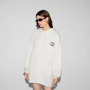 Gucci Interlocking G Embroidery Cotton Hooded Sweatshirt sz L